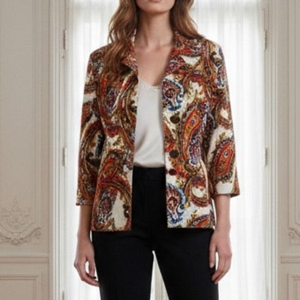 Chico's Multi Color  Button Jacket Topper 2